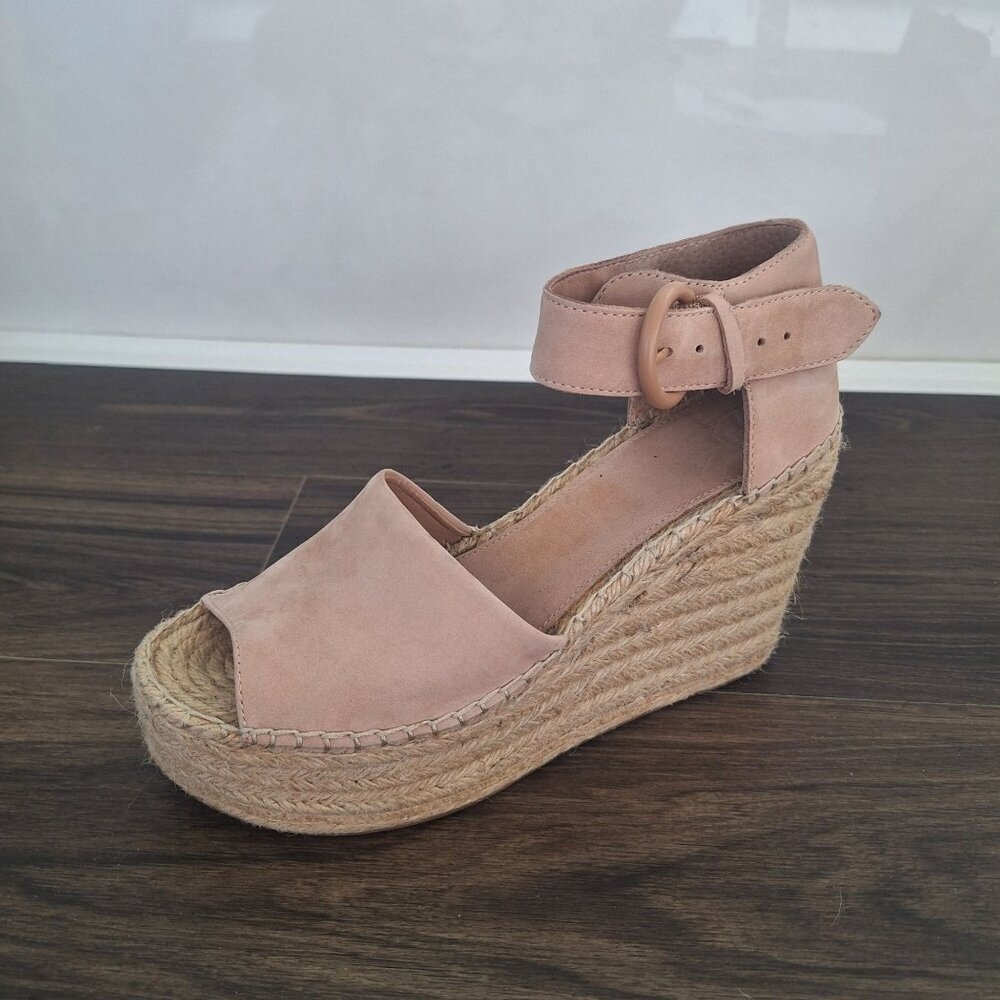 💙 Marc Fisher Soft Leather Alida Espadrilles Wedge Size 9 Blush Soft Minimalist